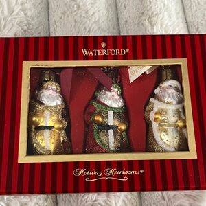 Waterford Holiday Heirlooms Festive Santa Ornaments Trio